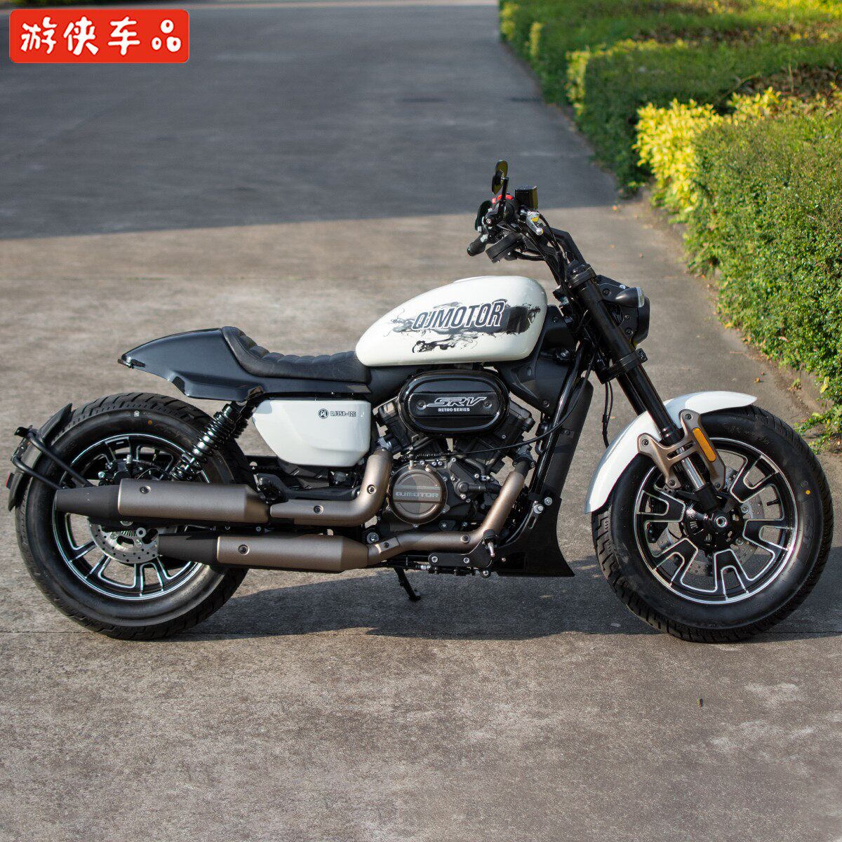 改装闪350复古车把小燕把加长离合线手把镜铝合金龙头方向手把管