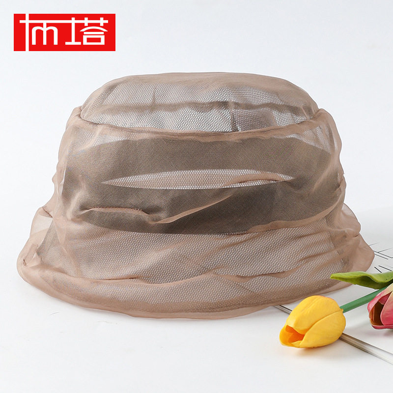 新款真丝帽子夏桑蚕丝面料时尚优雅百搭女帽遮高端白发女士香妃帽