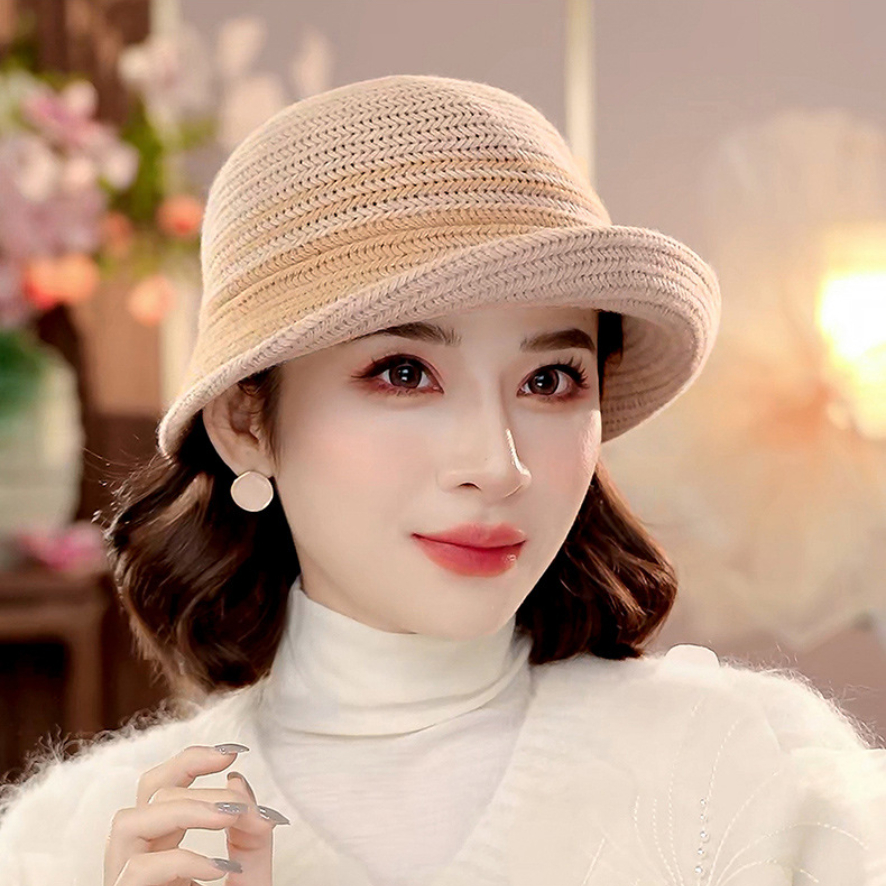 布塔帽子女秋冬季百搭卷边渔夫帽可折叠日系休闲复古羊毛中老年帽