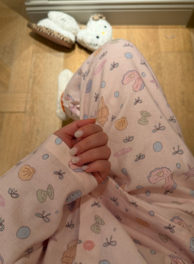 nini自制粉色贝壳印花家居服套装