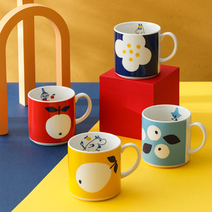 姆明Moomin果木花卉马克杯进口彩色芬兰北欧风格 卡通陶瓷水杯子