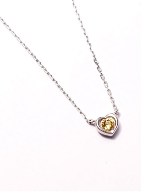 黄水晶爱心项链韩国noonoofingers11月友谊祝福生日礼物钛钢颈链