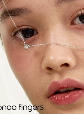 蛋白石水晶爱心项链韩国noonoofingers6月生日祝福礼物精致钛钢