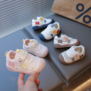 宝宝学步鞋女童2025新款春秋季皮面鞋子防滑1到3岁机能鞋男童鞋子