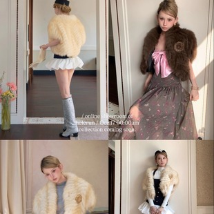 HELERUN 雪山狐狸毛廓形皮草马甲气质高级感柔软宽松坎肩斗篷外套