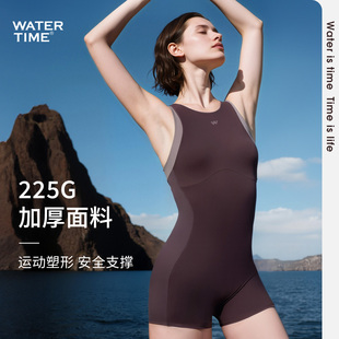 WaterTime泳衣女新款 游泳馆专用连体温泉微胖遮肉竞速平角游泳衣