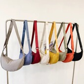 时尚 帆布小包包女2025新款 轻便运动旅游饺子包休闲百搭单肩斜挎包