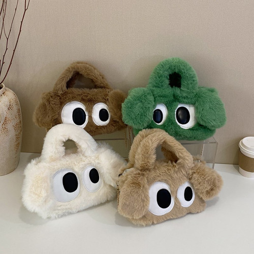 新品百搭毛毛手提小包女生休闲收纳斜跨包包女孩单肩小方包手机包