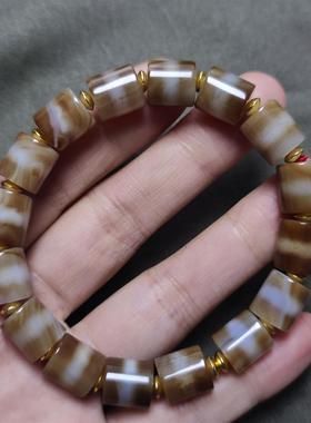 有玛瑙纹天珠一线药师玛瑙直切手链白肉白芯单圈男女手链