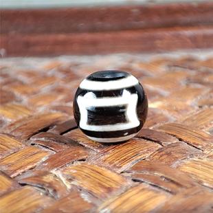 2.5毫米大孔道珠子散珠天珠黑白天地玛瑙文玩配饰手链手串diy配珠