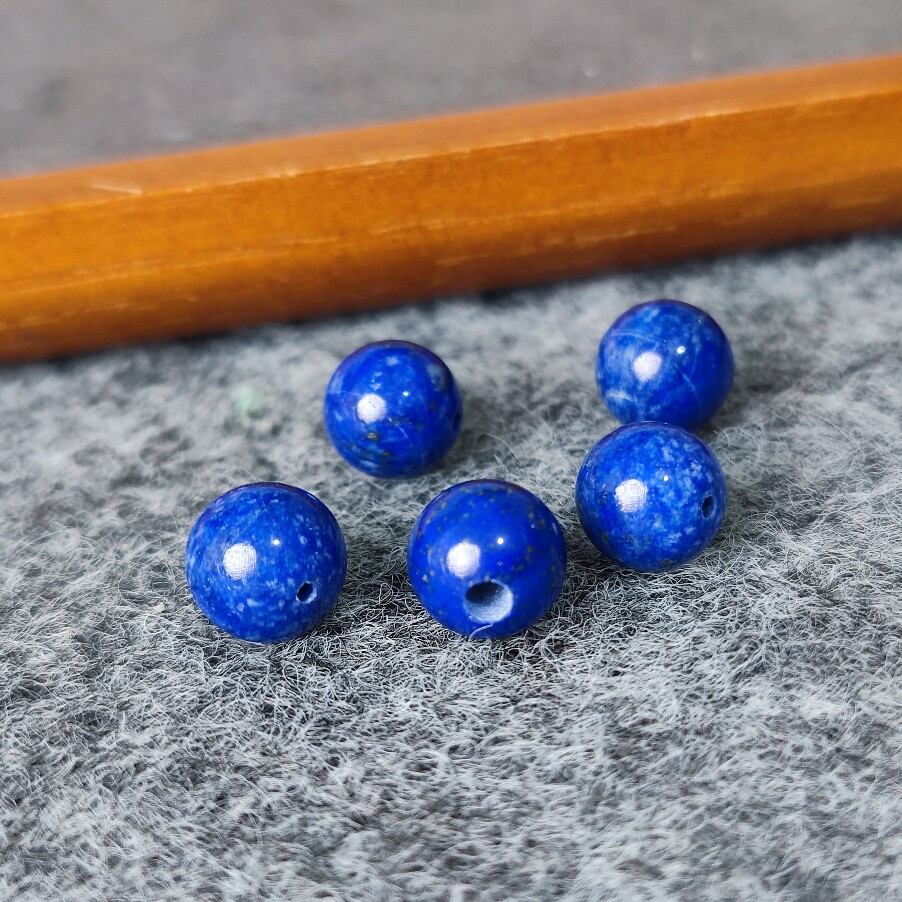 天然原矿青金石圆珠子大孔道阿富汗青金石散珠DIY配饰配珠