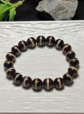 天然玛瑙单圈一线药师满风化包浆高油天珠手链男女款