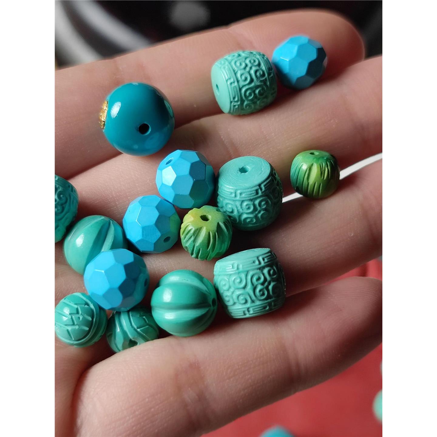 菱镁矿绿松石散珠老型回纹挂瓜珠百香籽雕刻手串隔珠diy配饰