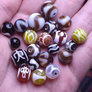 天然玛瑙天珠虎牙三眼保瓶圆珠配饰散珠手工diy配件