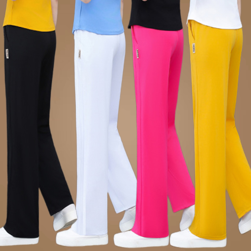 时尚休闲运动长裤夏季新款天丝哥弟布纯色直筒裤广场舞健身操裤子