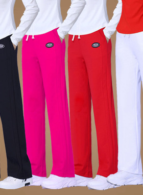 春夏季广场舞裤子白色运动裤女直筒裤宽松跳舞跳操裤健身舞蹈长裤