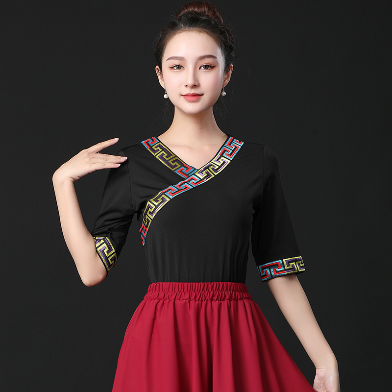 广场舞服装民族风舞蹈演出服上衣