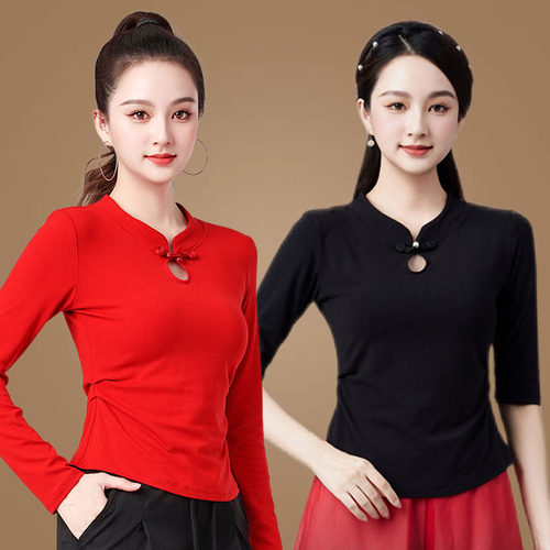 新款中袖民族风莫代尔古典舞上衣