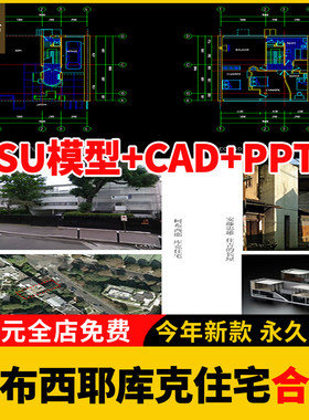 建筑大师 柯布西耶作品库克住宅 SU模型cad平立面施工图纸PPT分析