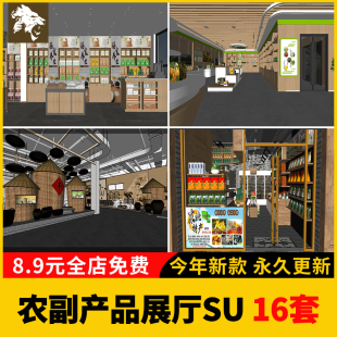 乡村振兴助农农副产品土特产展览馆展厅SU模型展示空间商店专卖店