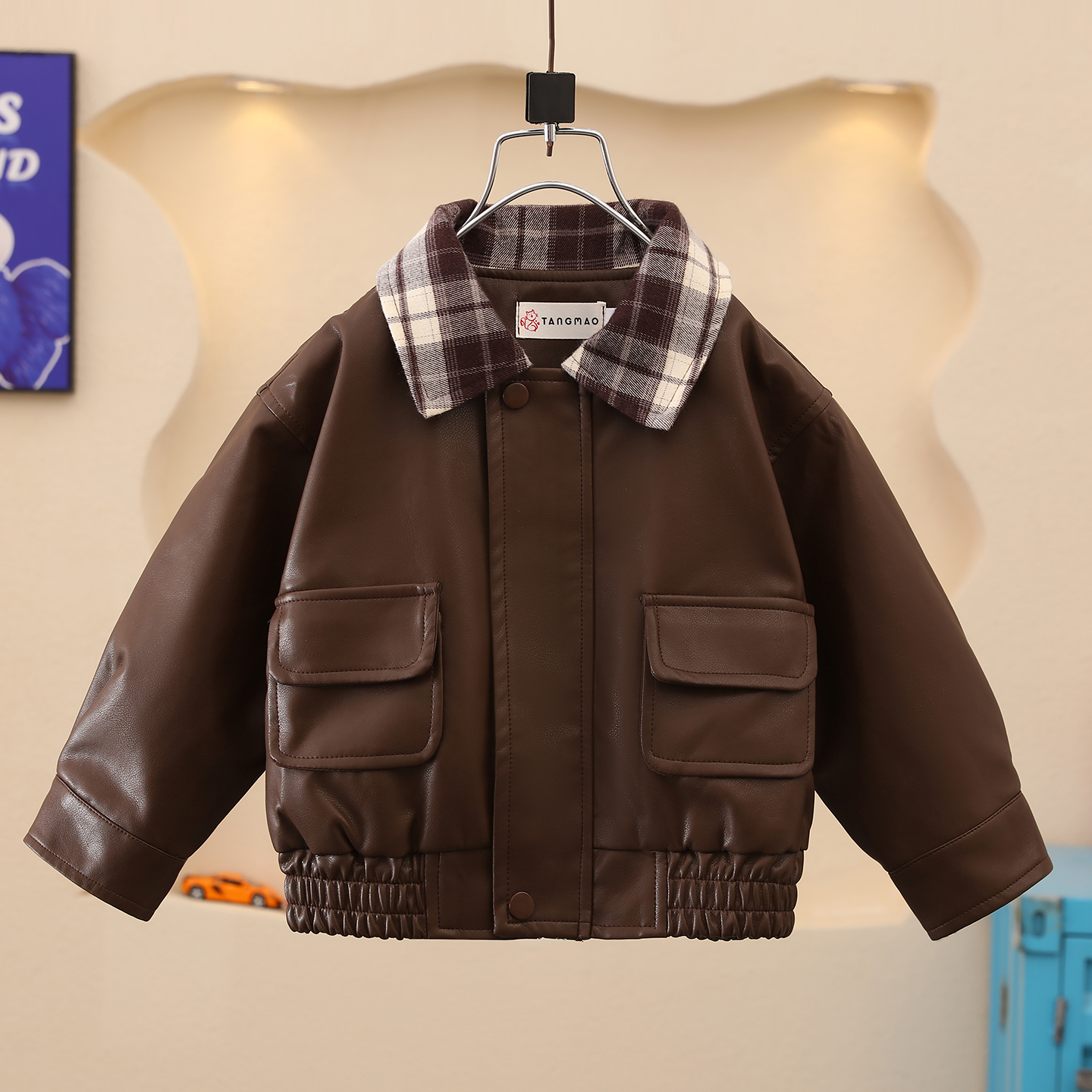 痞帅潮酷男童春秋韩版皮夹克外套