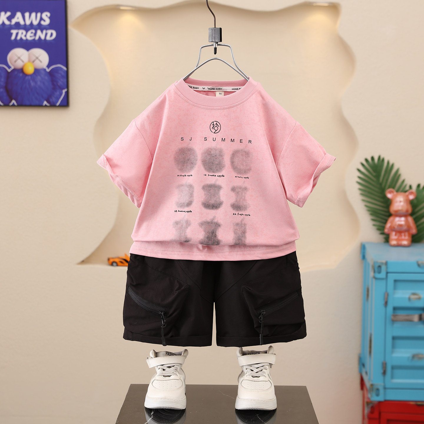 男童夏季短袖套装2026新款痞帅男小童装洋气宝宝儿童夏装炸街衣服