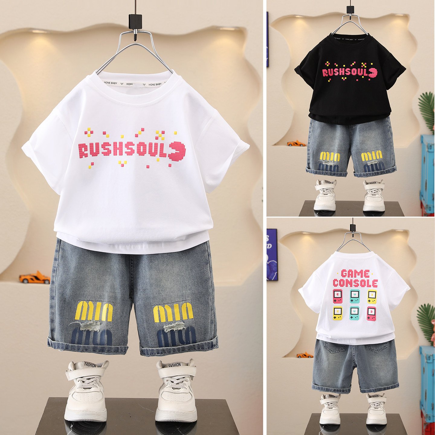 男童夏套装2026新款洋气超好看宝宝夏季儿童夏装男孩短袖衣服痞帅