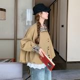 【数据好】韩系休闲格子拼接短外套女百搭夹克上衣8818-P160-K238，女装短外套，浙宝176（原073）