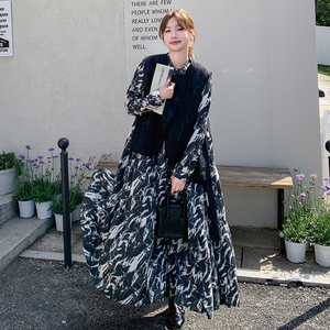 【数据好】新中式西装马甲水墨画连衣裙两件套8815-P170-K255,女装连衣裙,浙宝176（原073）