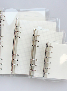 简约pvc软皮活页本外壳可拆卸ins风a7a6a5b5横线方格空白手帐本子