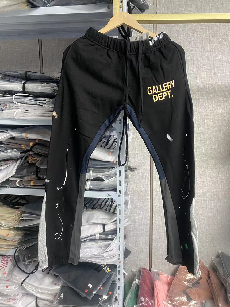 thumbnail for Correct version of gallery dept hand-painted ink splash stitching drawstring high street casual sweatpants micro-long pants for men and women