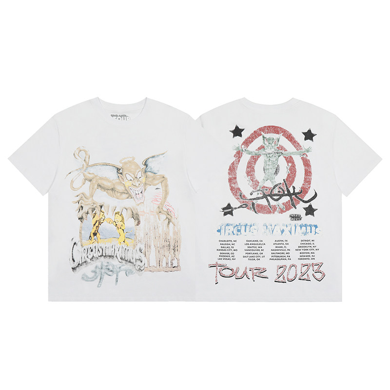 thumbnail for Correct version of TRAVIS SCOTT co-branded PS5 round neck short-sleeved T-shirt European and American trend loose lightning dark series