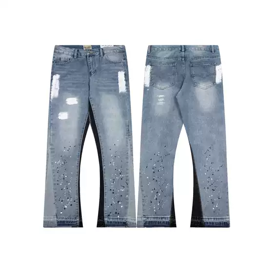 Gallery Dept Splash-Ink Graffiti Micro-Flared Structure Splicing Casual Loose Jeans Long Pants Unisex Trendy