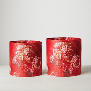 新年绒布福桶diy红色圆形2件套干花冬青果插花空桶锦绣繁花抱抱桶