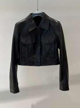 商场同款2026春季新复古翻领短款皮衣夹克短外套女BR101203-4880