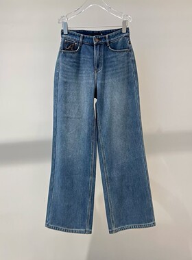 商场同款2025年冬季新款高腰直筒加绒牛仔裤女阔腿裤AR324024-889