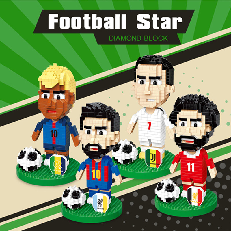 乐高足球积木梅西内马尔c罗球星足球场模型摆件小颗粒拼装手办