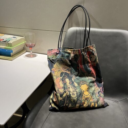 GGSG BAG【敦煌壁画】小众复古文艺国风单肩包新中式棉麻布袋子女