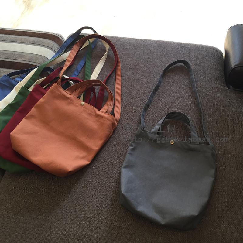 新品纯色帆布袋子学院可手提单肩斜挎手工复古文艺包森女系包邮