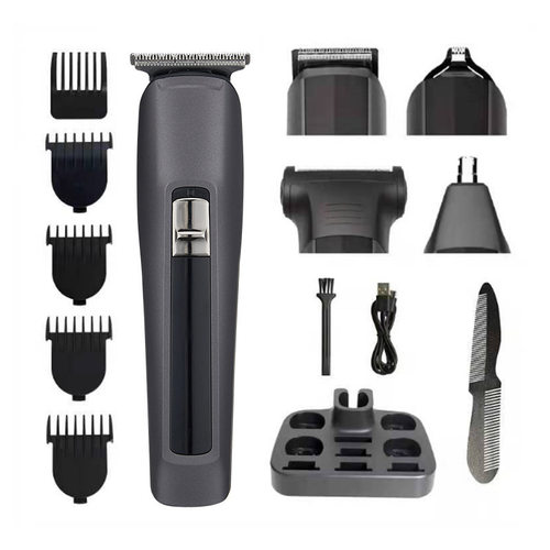 跨境电动五合一理发器套装多功能自助电推剪剃须鼻毛修剪油头推子