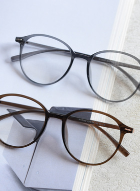 W72393日韩细边大框近视眼镜框潮男女文艺复古圆平光镜架轻显脸小