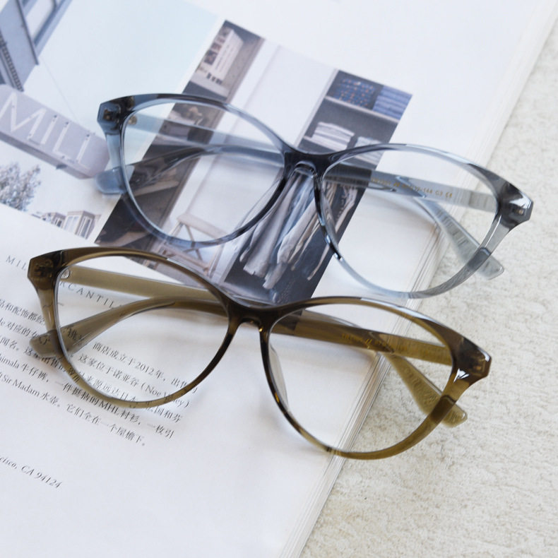 TR1301三角猫眼蝶形辣妹近视眼镜框女大框防蓝光平光镜架可配度数
