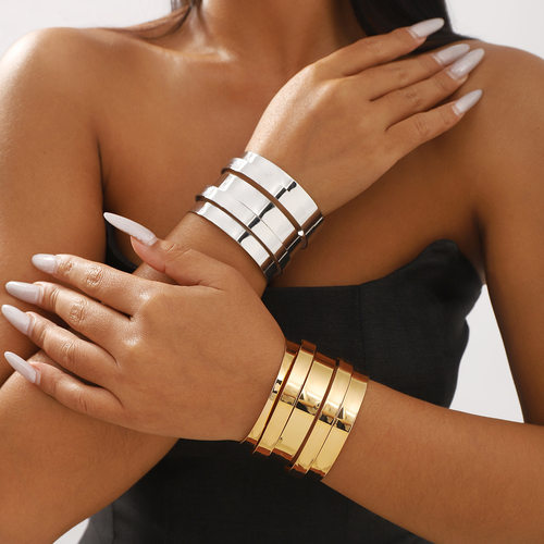 Alloy Bracelet Set街拍开口手镯时尚个性设计感极简风合金手饰女