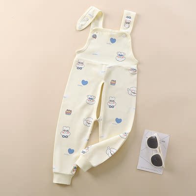 儿童纯棉开档背带裤护肚裤