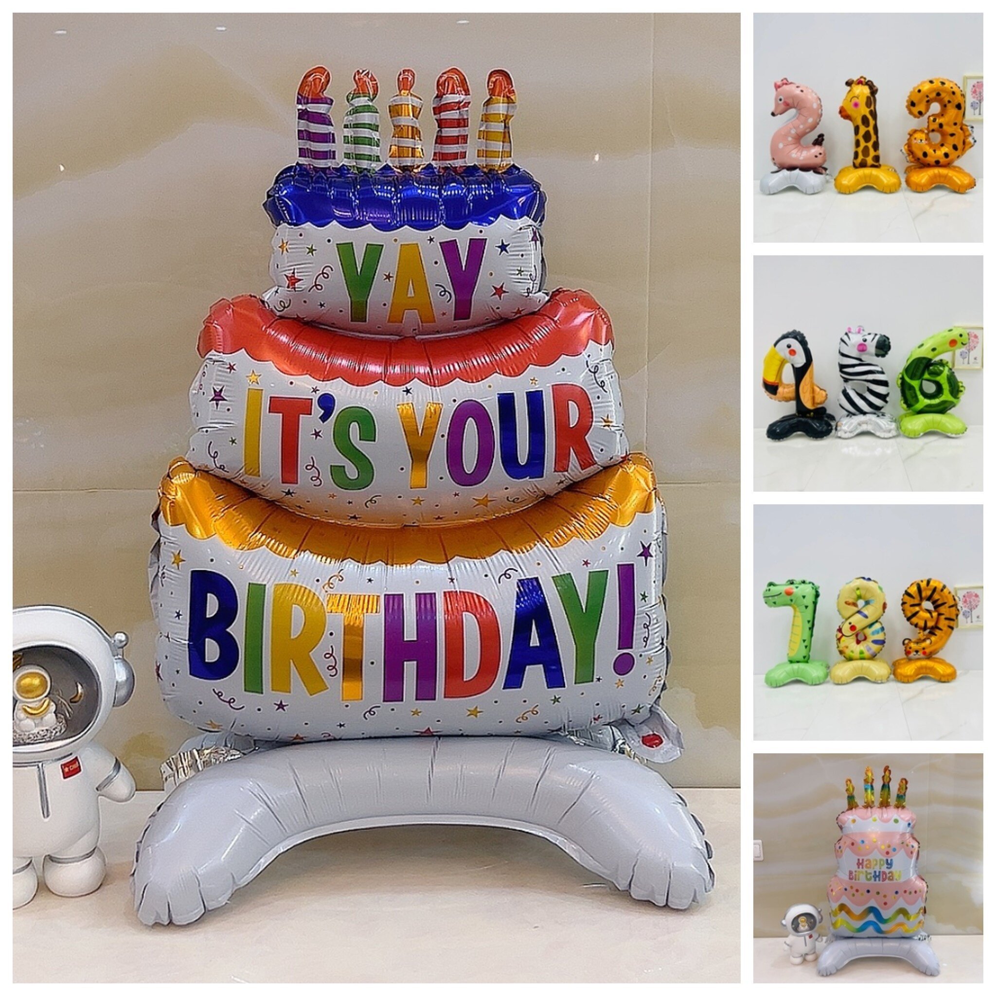 卡通动物站立数字气球恐龙桌摆