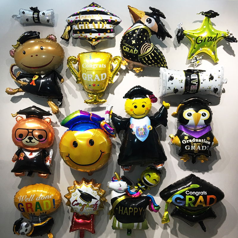 毕业典礼棕熊学霸勋章奖杯气球