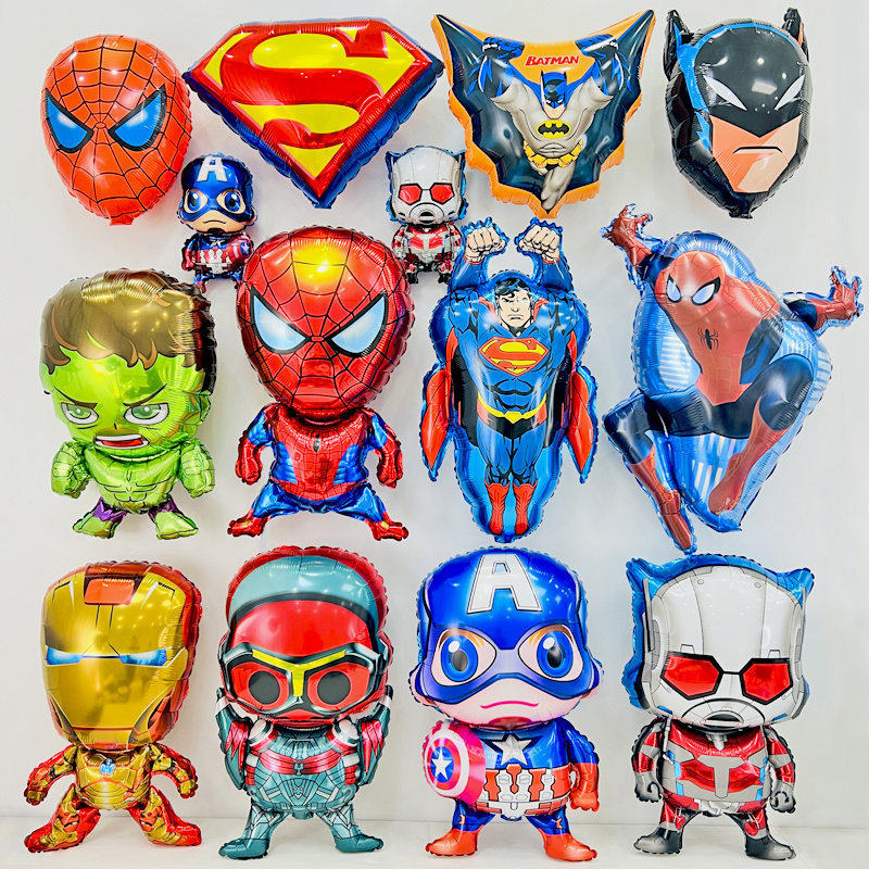 复仇者联盟钢铁侠蜘蛛侠蝙蝠侠 绿巨人超人 美国队长儿童生日气球