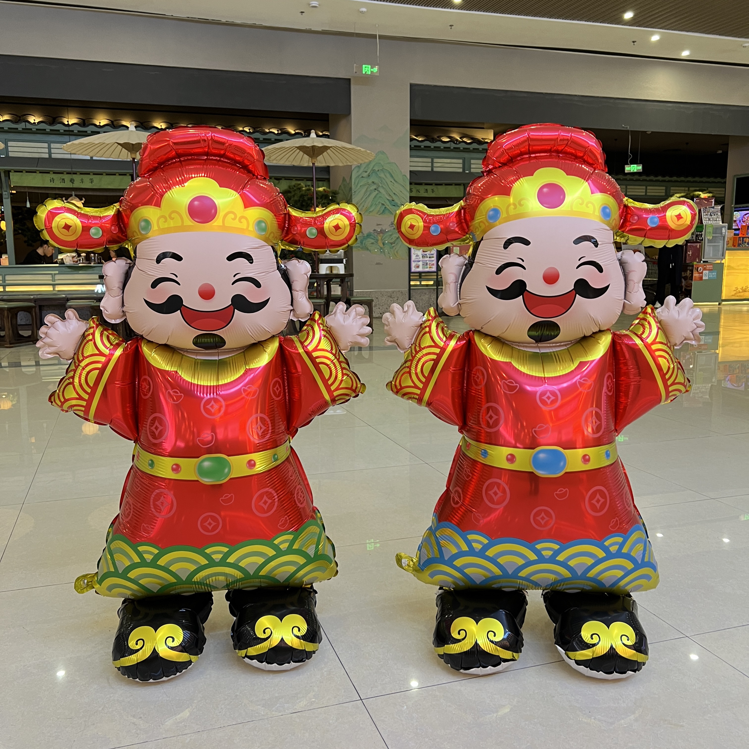 1.2米特大号站立财神铝膜气球 商店开业新年装饰迎宾财神气球立体