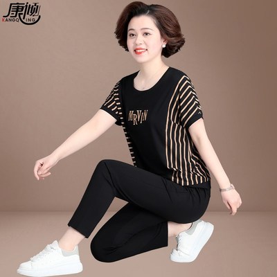 50岁妈妈夏装短袖t恤新款洋气