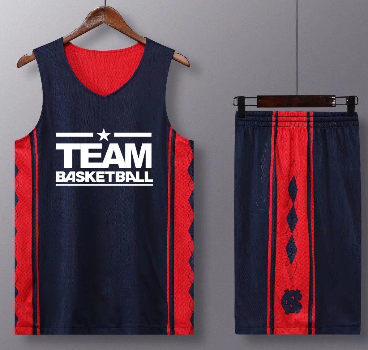 美式篮球服套装男订定制北卡双面蓝球衣运动训练背心印字比赛队服